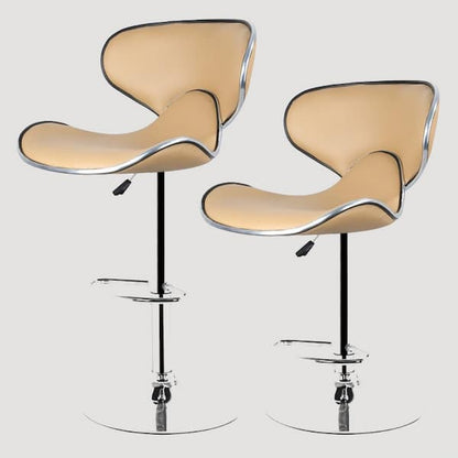 Chaise de bar design avec assise ergonomique incurvée encadrement et pied en inox par lot de 2