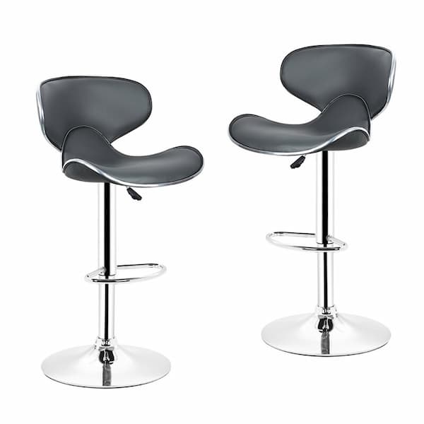 Chaise de bar design avec assise ergonomique incurvée encadrement et pied en inox par lot de 2