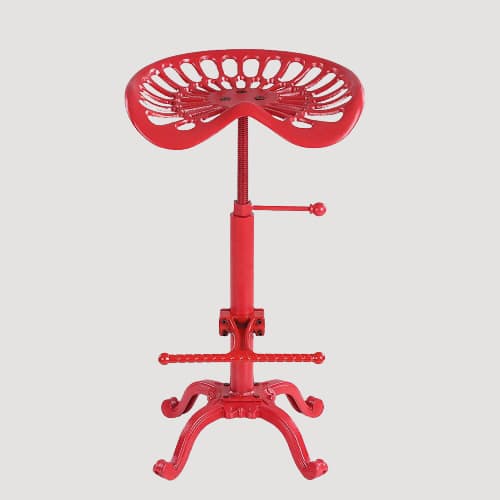 Tabouret vintage en fer avec assise ergonomique réglable et repose pieds