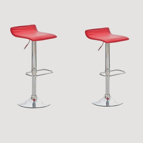 Tabouret de bar design avec assise en simili cuir rouge