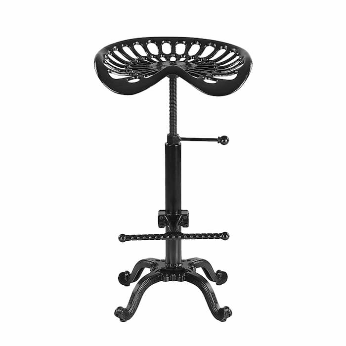 Tabouret vintage en fer avec assise ergonomique réglable et repose pieds
