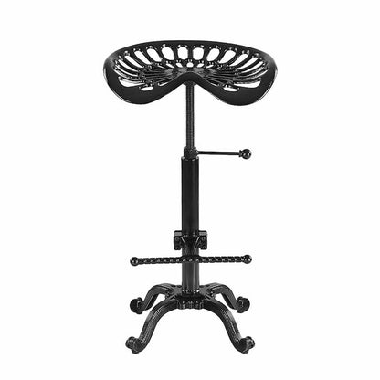 Tabouret vintage en fer avec assise ergonomique réglable et repose pieds
