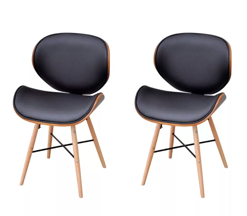 Chaise scandinave moderne en bois et cuir matelassé