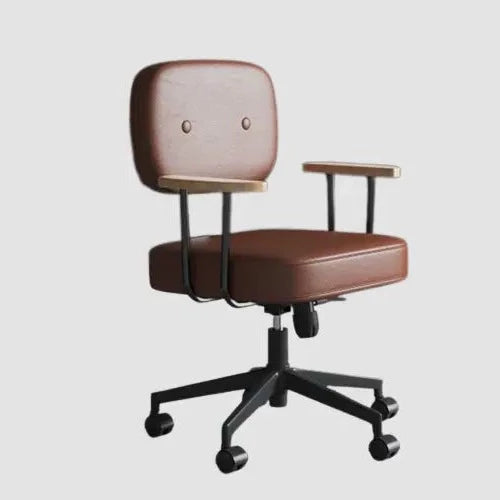 Chaise de bureau scandinave contemporaine sur roulettes avec accoudoirs bois