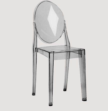 Chaise médaillon moderne en plastique gris transparent