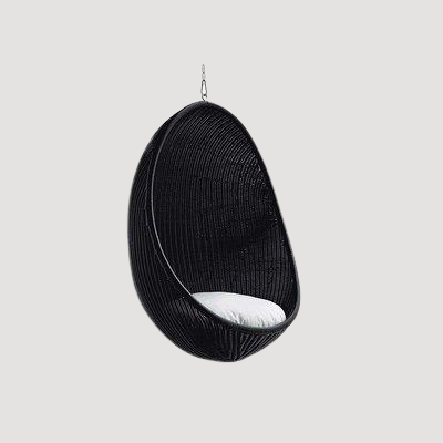 Chaise suspendue en rotin naturel noir