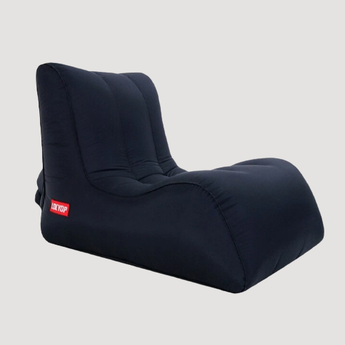 Transat pliable ergonomique en tissu noir gonflable