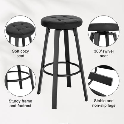Tabouret de bar industriel métal et similicuir (lot de 2)