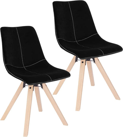 Chaise scandinave moderne en cuir et bois clair avec pieds cône