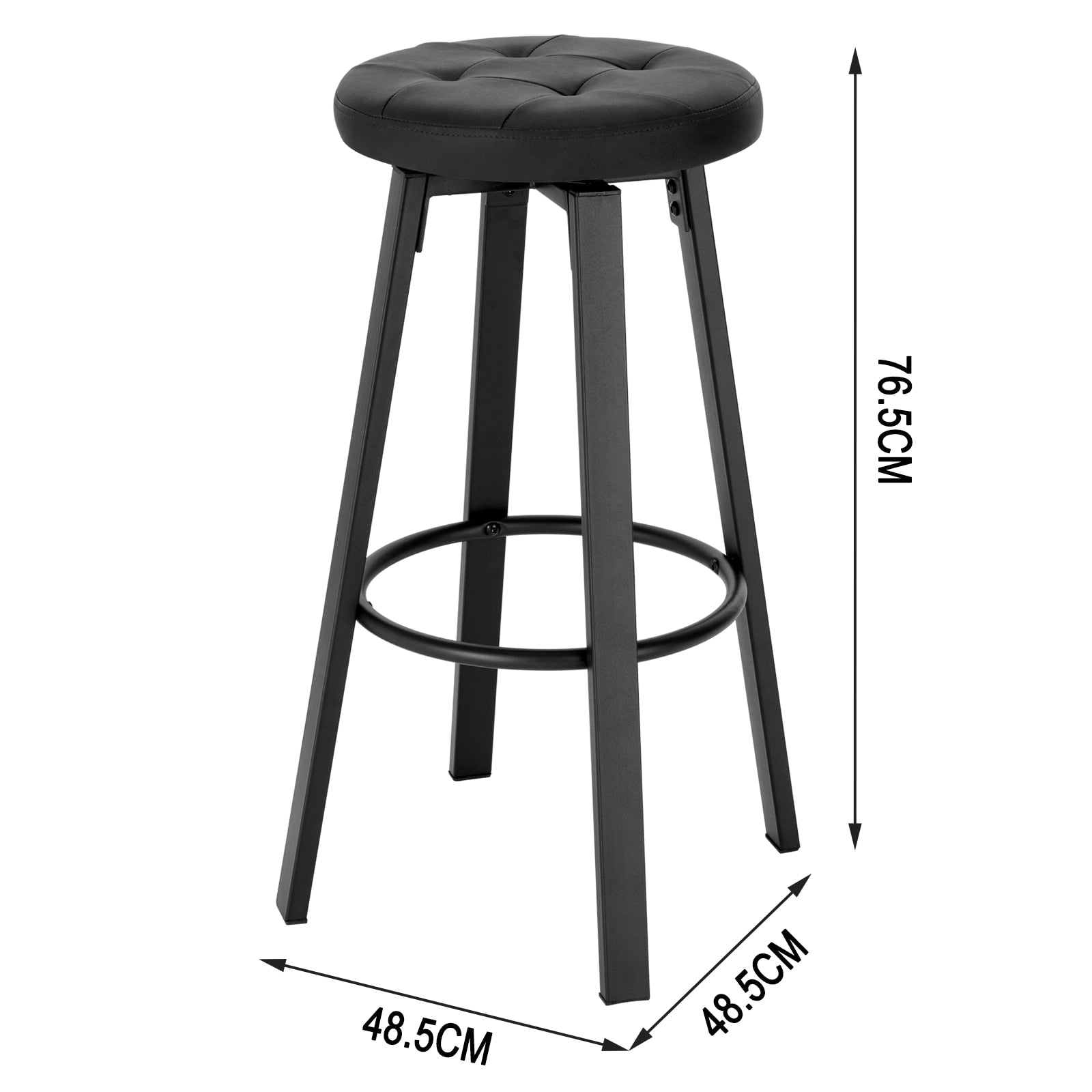 Tabouret de bar industriel métal et similicuir (lot de 2)