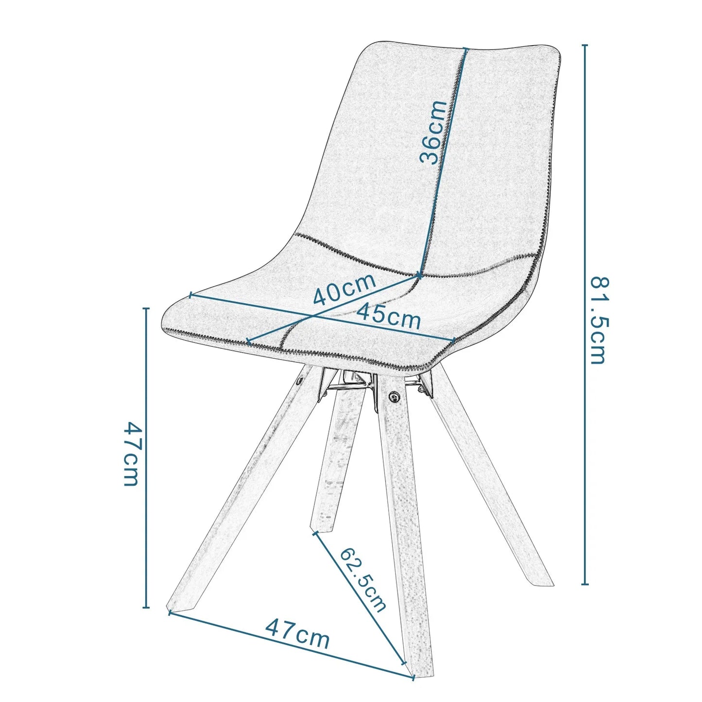 Chaise scandinave moderne en cuir et bois clair avec pieds cône