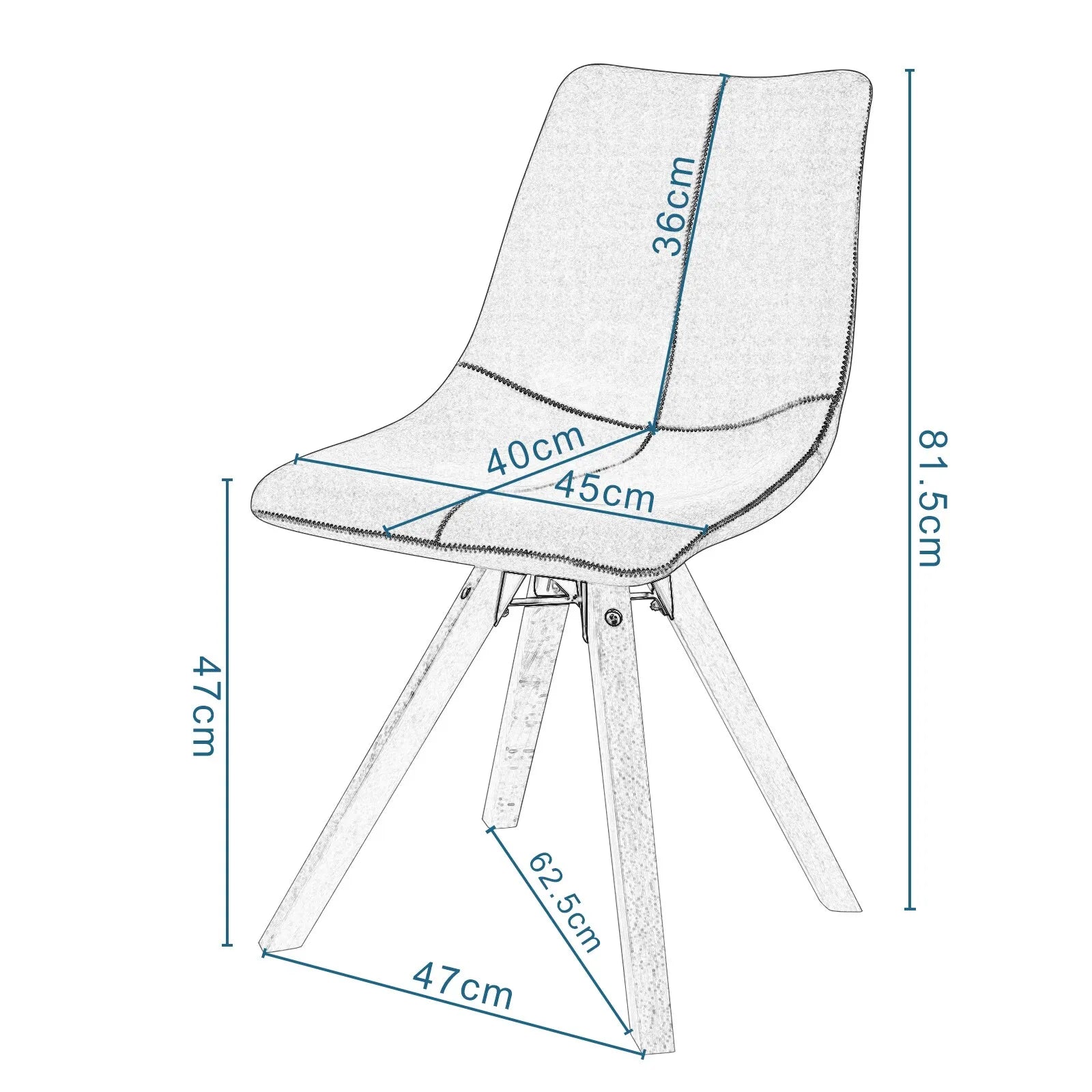Chaise scandinave moderne en cuir et bois clair avec pieds cône