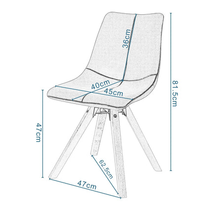 Chaise scandinave moderne en cuir et bois clair avec pieds cône