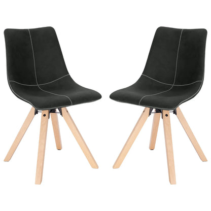 Chaise scandinave moderne en cuir et bois clair avec pieds cône