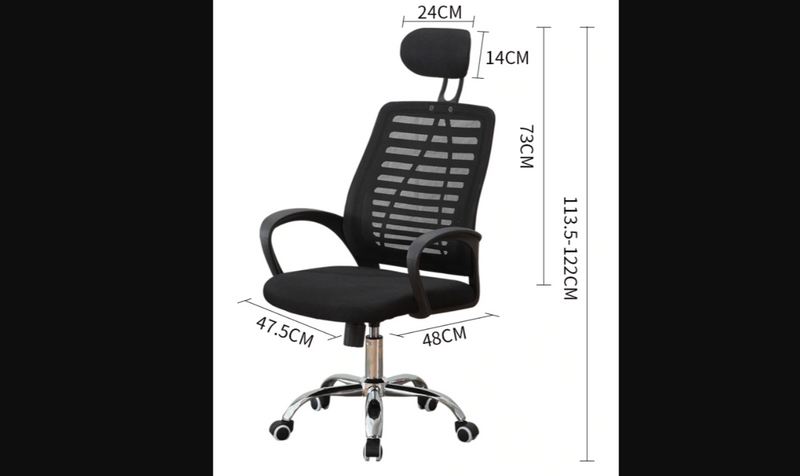 Chaise de bureau ergonomique noire avec accoudoirs et têtière