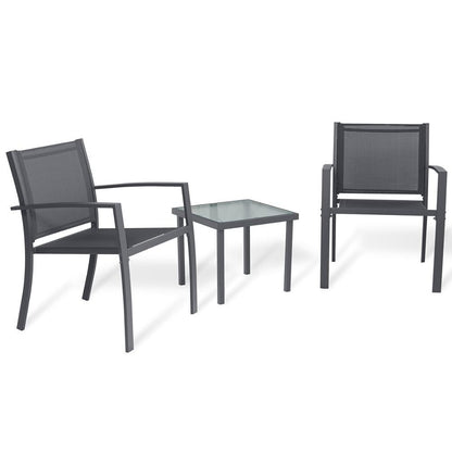 Chaise moderne en rotin pour terrasse (lot de 2 avec table)