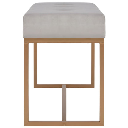 Banc design en velours gris et métal