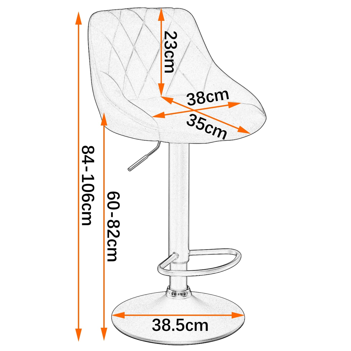 Chaise de bar matelassée réglable
