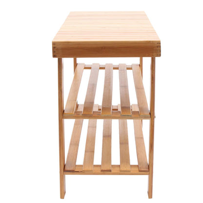 Banc de rangement en bois deux niveaux pour chaussures