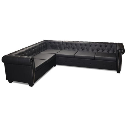 Canapé d'angle chesterfield noir 6 places