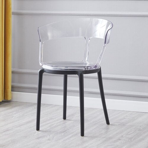 Chaise moderne en bois et résine à dossier large