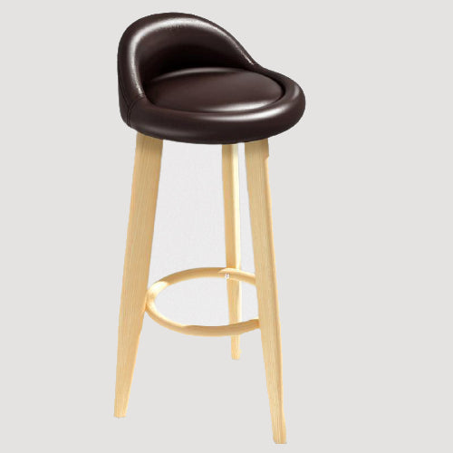 Tabouret de bar scandinave en similicuir marron et bois