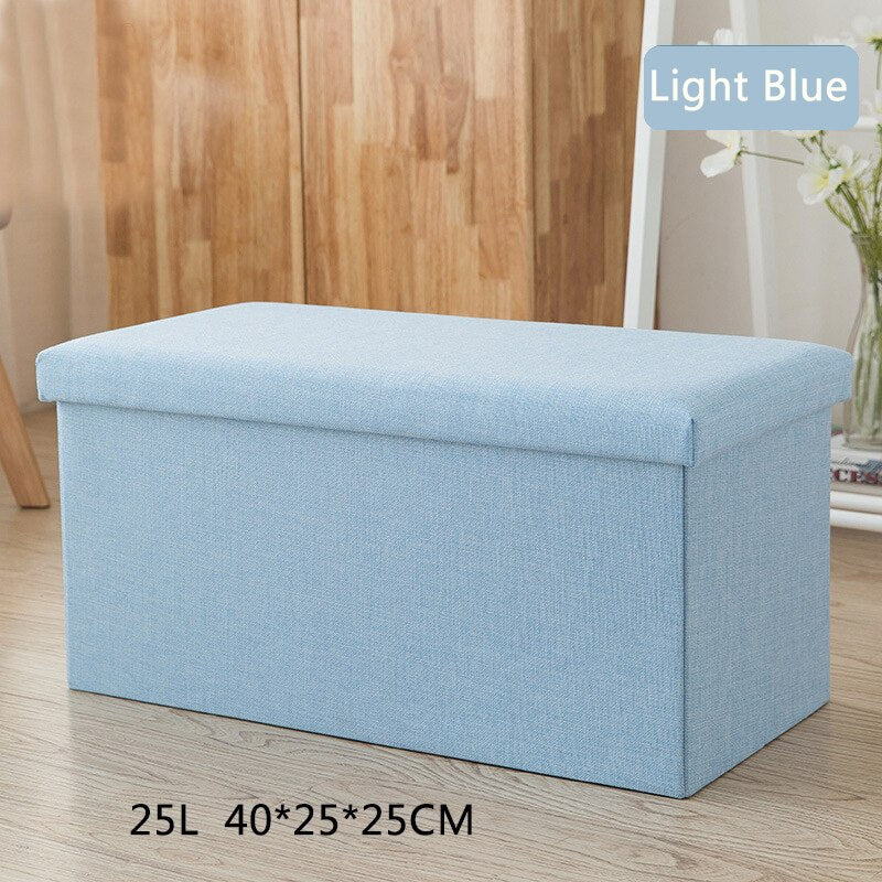 Banc de rangement en tissu chiné avec couvercle