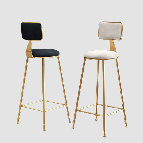 Copie de Chaise de bar en metal doré et assise en velours noir
