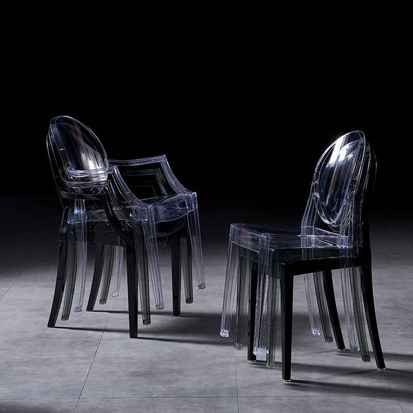 Chaise médaillon moderne en plastique avec accoudoirs
