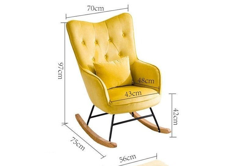 Chaise à bascule Moderne de style fauteuil avec assise confort capitonnée en velours