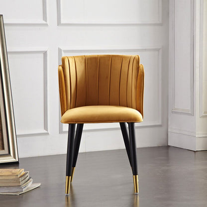 chaise moderne velours moutarde pieds noir et doré