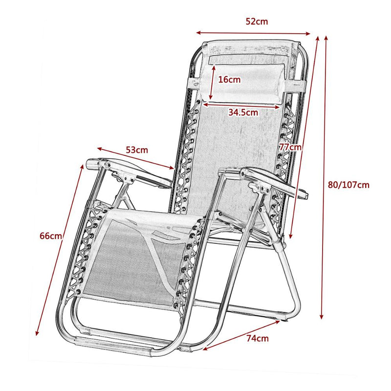 Chaise longue ajustable en aluminium et toile  par lot de 2