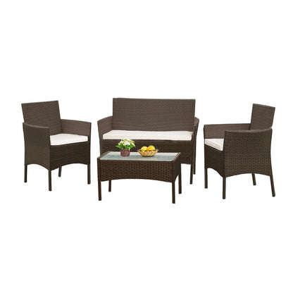 Chaise design en rotin  (lot de 3) avec table basse