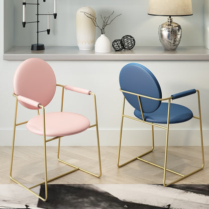 Chaise médaillon moderne avec accoudoirs en métal doré