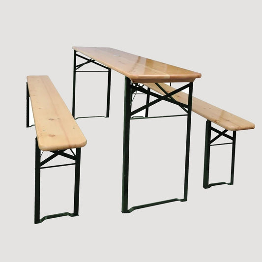 Banc pliable avec bar pliable en fer et bois