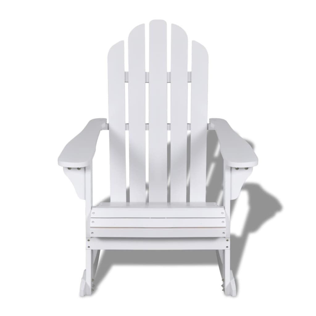 Chaise à bascule en bois blanc avec accoudoirs