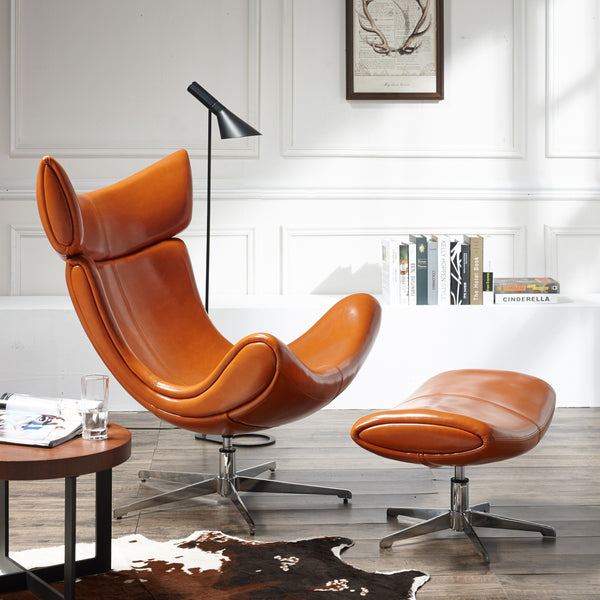 Chaise moderne  avec assise confort rotative en cuir