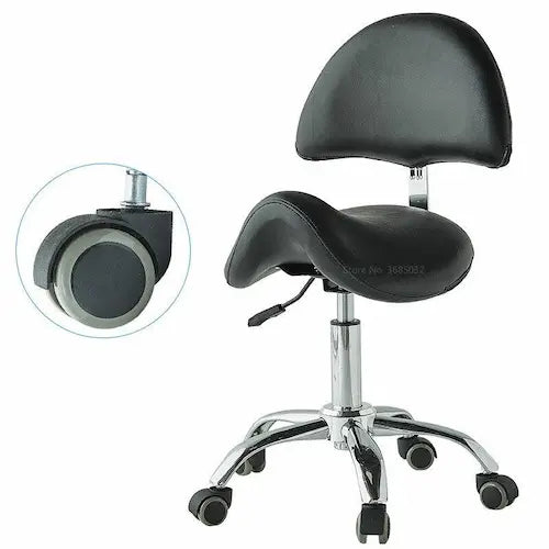 Tabouret ergonomique ajustable sur roulettes en forme de selle