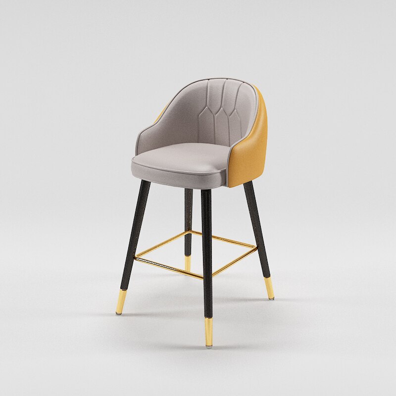Tabouret de bar design de style nordique en cuir et metal