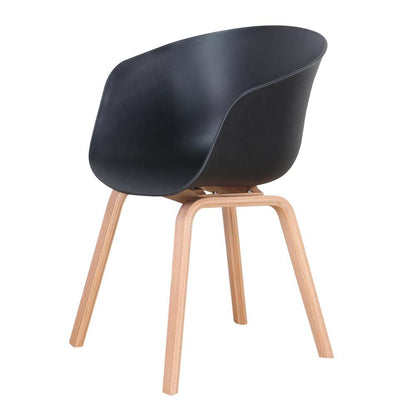 Chaise scandinave en plastique et bois à dossier large enveloppant (lot de 4)