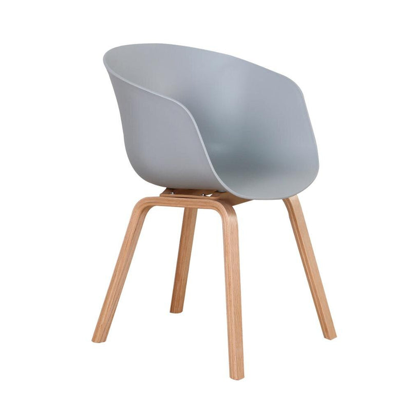 Chaise scandinave en plastique et bois à dossier large enveloppant (lot de 4)