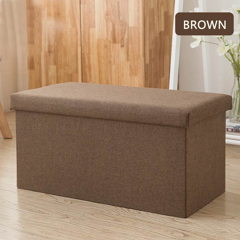 Banc de rangement en tissu chiné avec couvercle
