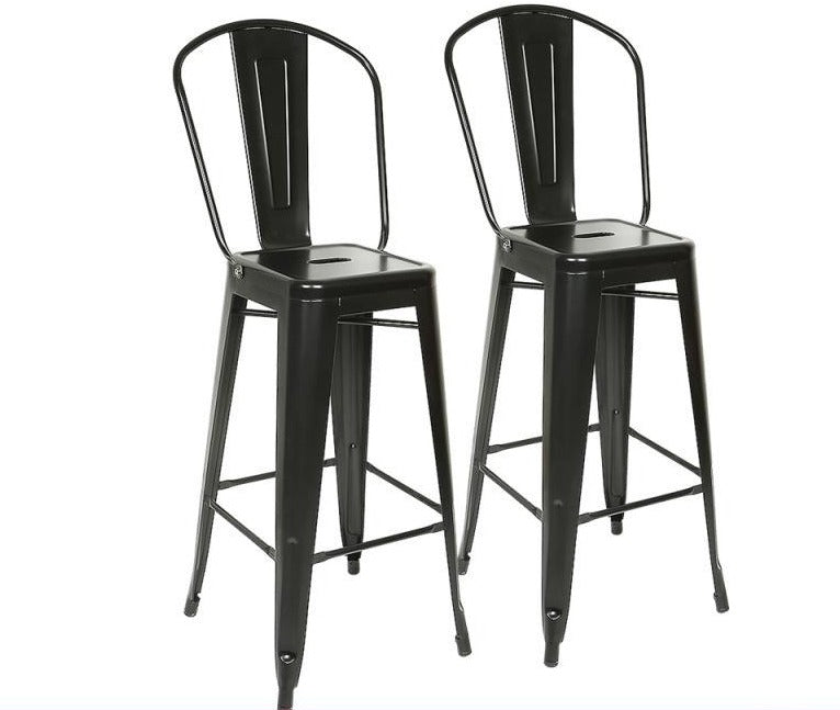 Chaise de bar industrielle en métal noir