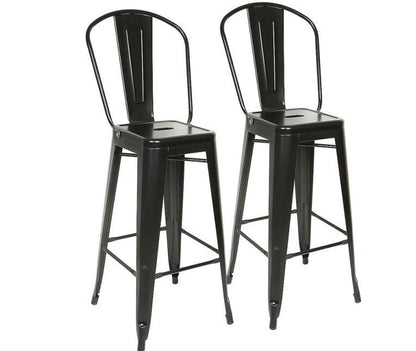 Chaise de bar industrielle en métal noir
