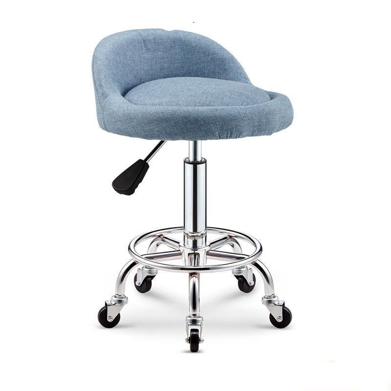 Tabouret à roulettes avec assise matelassée réglable et armature en inox