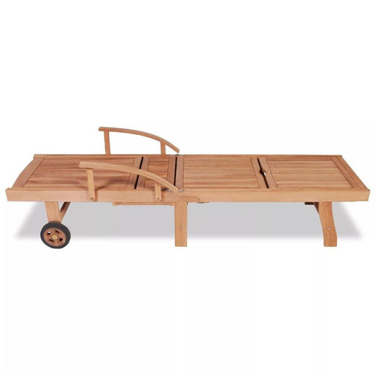 Transat pliable en bois naturel avec accoudoirs et roulettes