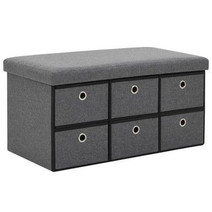 Banc de rangement tissu gris avec tiroirs