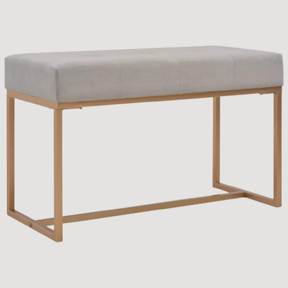 Banc design en velours gris et métal