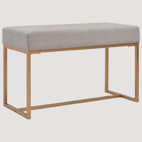 Banc design en velours gris et métal