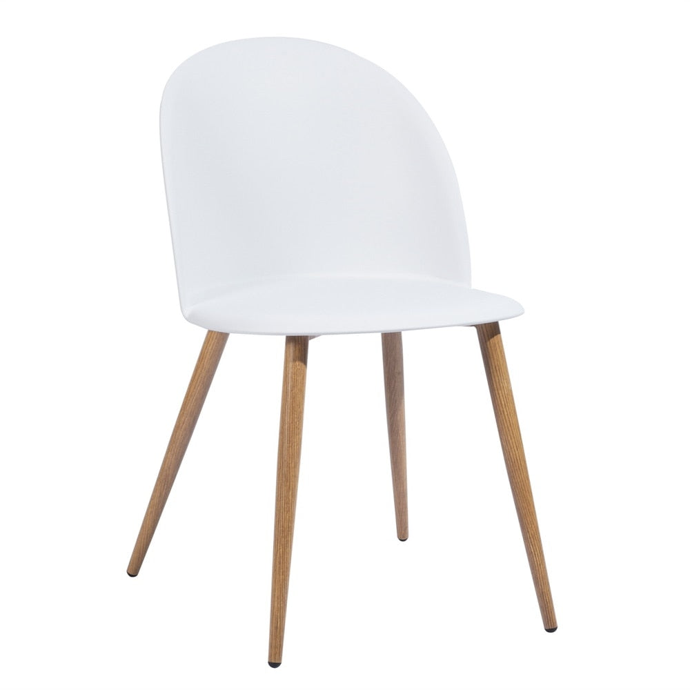 Chaise scandinave moderne blanche en plastique et bois